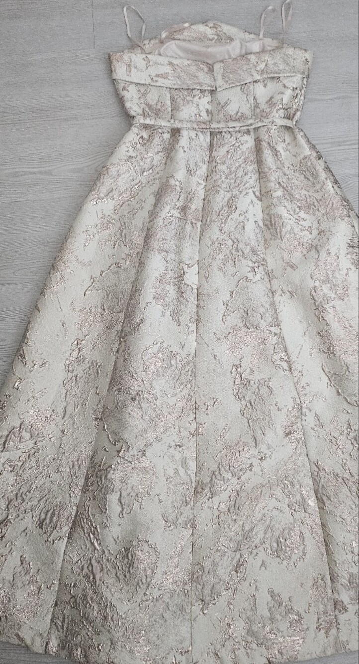 Xscape Strapless Gold and Cream Brocade Gown - Picture 10 of 12